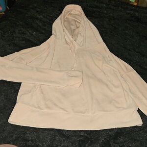 Light Pink Velvet Cropped Hoodie